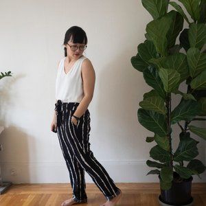 Striped drawstring jogger pants